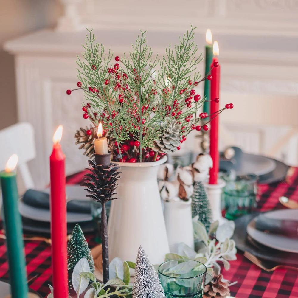 10pcs DIY Wreath Gifts Christmas Pine Branches Simulation Green Plant  Desktop Living Room Decor