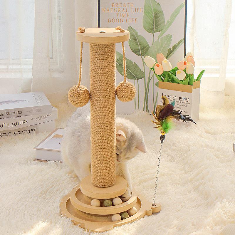 Sisal Cat Scratching Post: No Shedding, Vertical Board for Claw Sharpening and Cat Play.