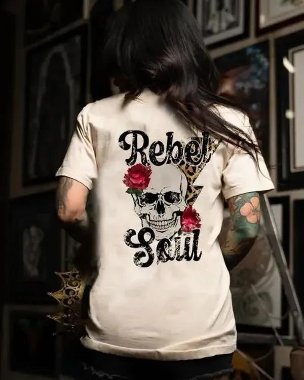 REBEL SOUL Rose Skull Unisex T-Shirt S