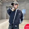 Gepolsterte doppellagige Baumwoll-Baseballjacke für Jungen - Herbst/Winter 2025, Verdickt für mittelgroße bis große Kinder