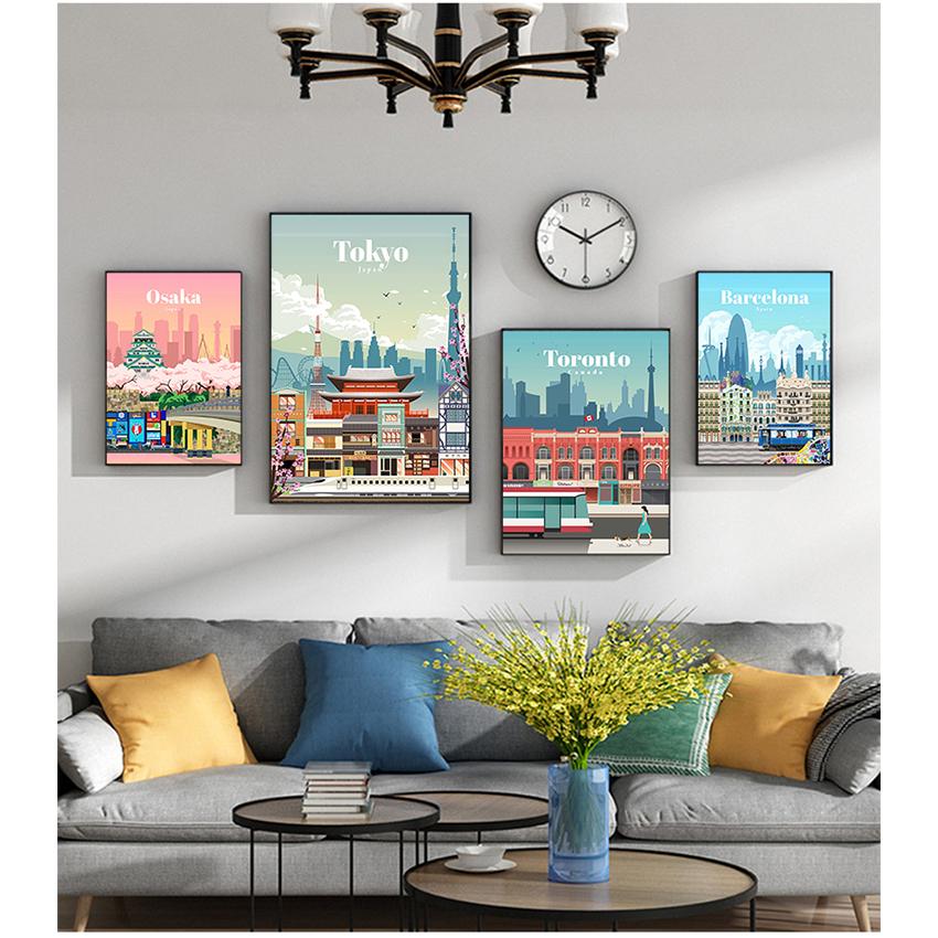I drukuje zdjęcia ścienny do salonu wystrój domu londyn nowy jork paryż hiszpania mapa miasta obraz ścienny na płótnie skandynawskie plakaty