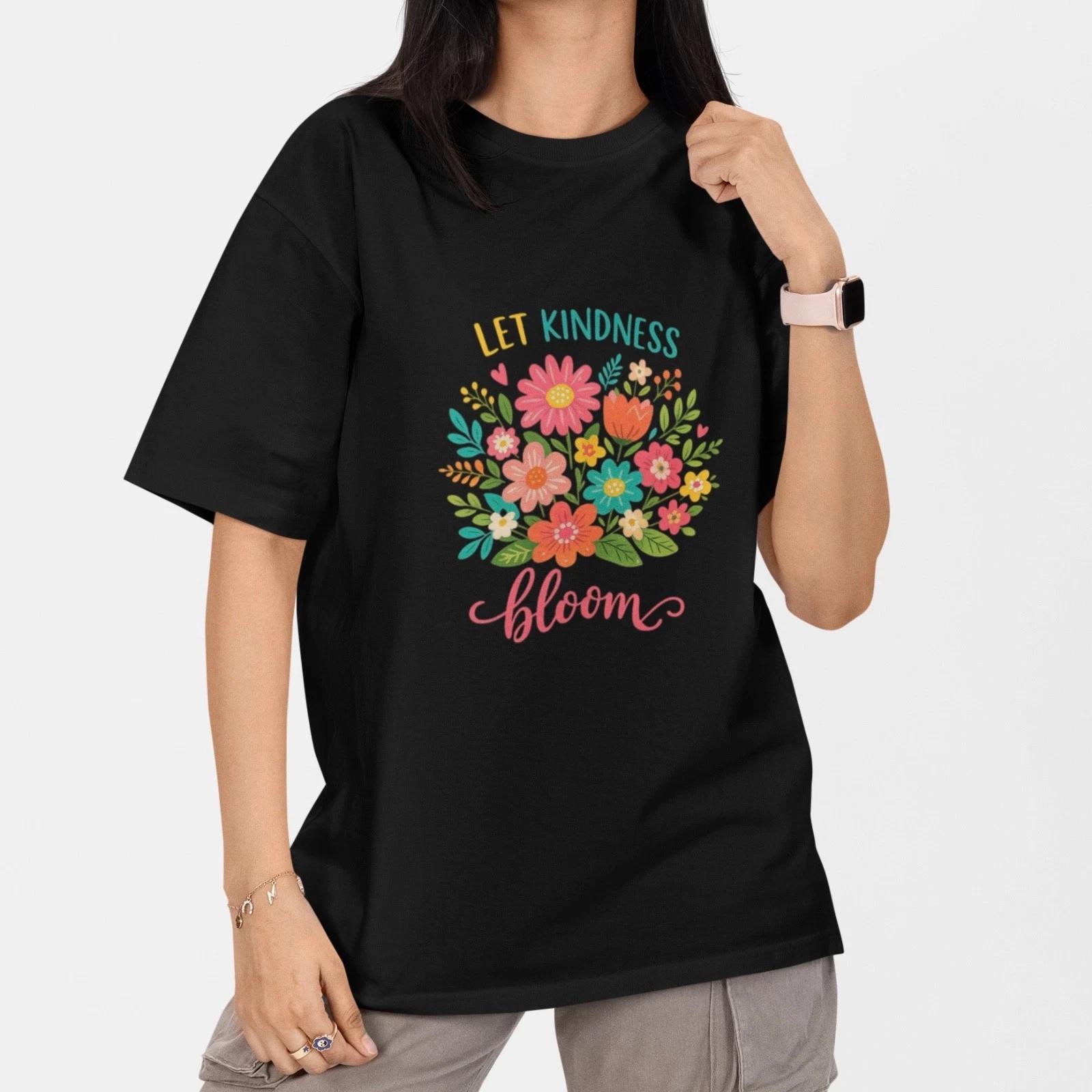 Let Kindness Bloom T Shirt Floral Positive Kindness Quote Gift Tee Top L