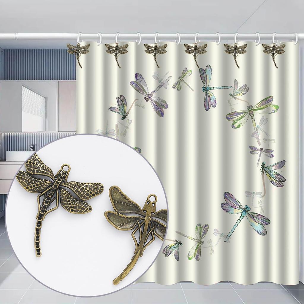 12 Pieces Shower Curtain Hooks Dragonfly Bathroom Shower Curtain Hooks Stainless Steel Shower Curtain Rings Decorative Shower Curtain Hangers Forest