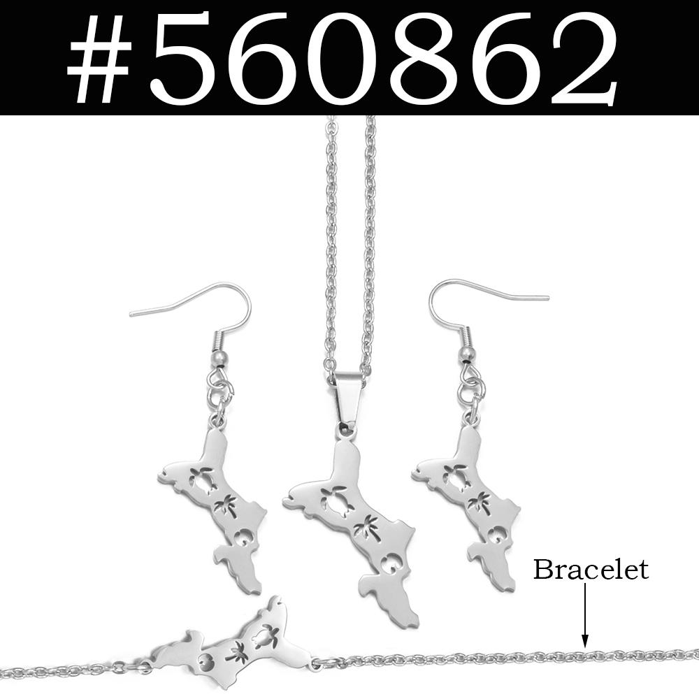 Seychelles With Coconut Tree Turtle Coco De Mer and Hibiscus Flowers Necklaces Earrings and 18CM Bracelets Jewelry #560862