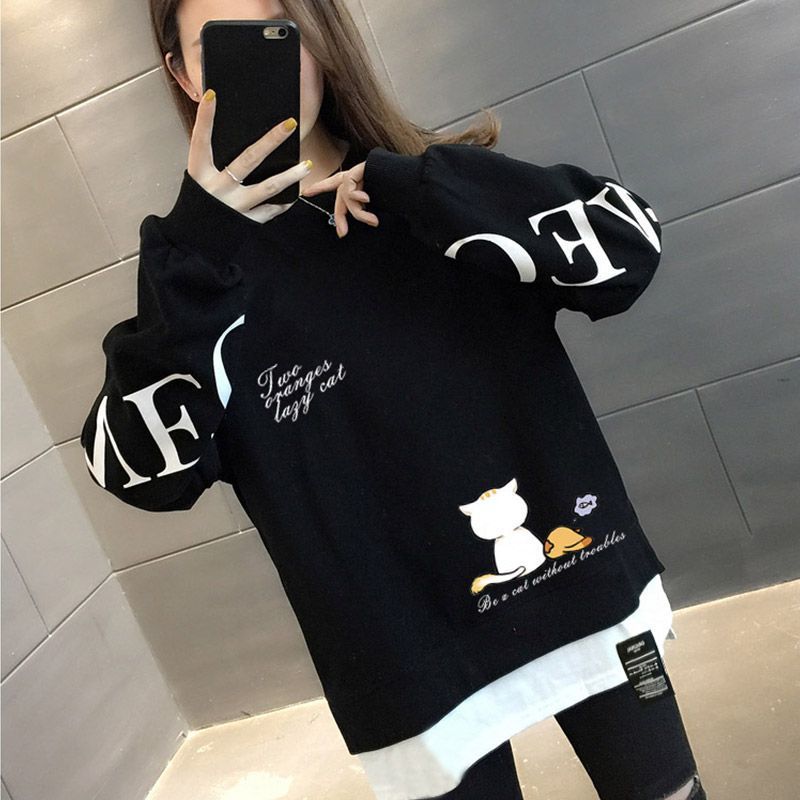 

YYFS Женская мода Повседневный однотонный принт Осень Зима Длинные рукава О-образный вырез Пуловеры и длинные рукава M