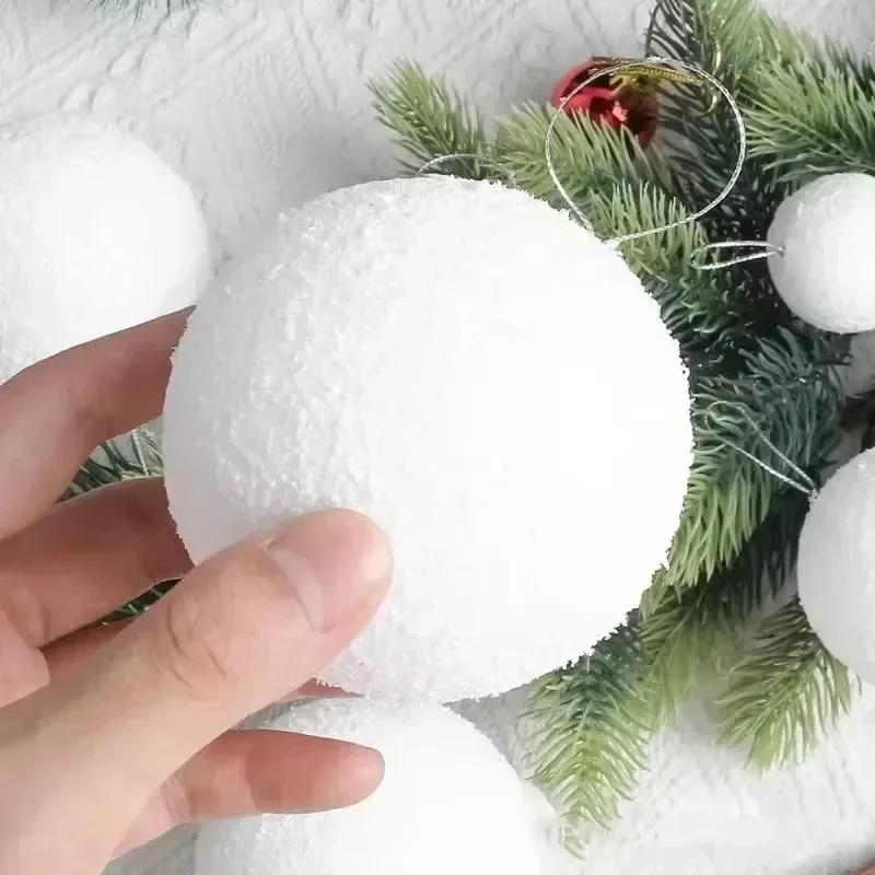 4/6/8cm White Foam Christmas Ball Snowballs for Xmas Tree Hanging Pendant Christmas Balls Ornaments New Year Party Home Decor