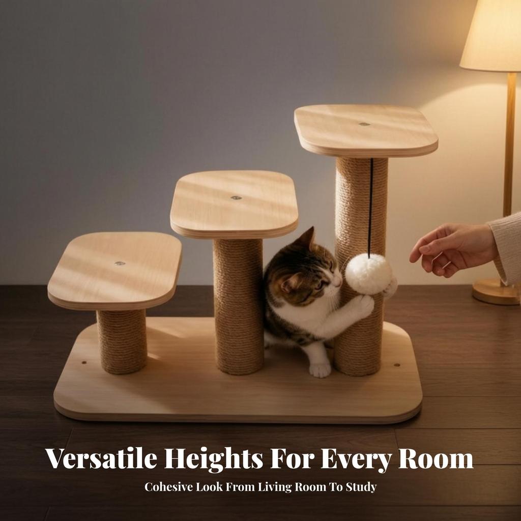 Cat Climbing Step with Toy Natural Perch Sisal Post Furniture Stable