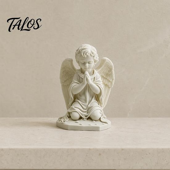 3D Printed Kneeling Praying Angel Statue, Matte White Cherub Sculpture for Home Decor, Healing Angel Figurine for Home Office Desktop Shelf Decoration