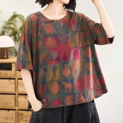 Short-sleeved T-shirt Women's Spring/Summer Casual Loose Round-neck Shirt T-shirt Women