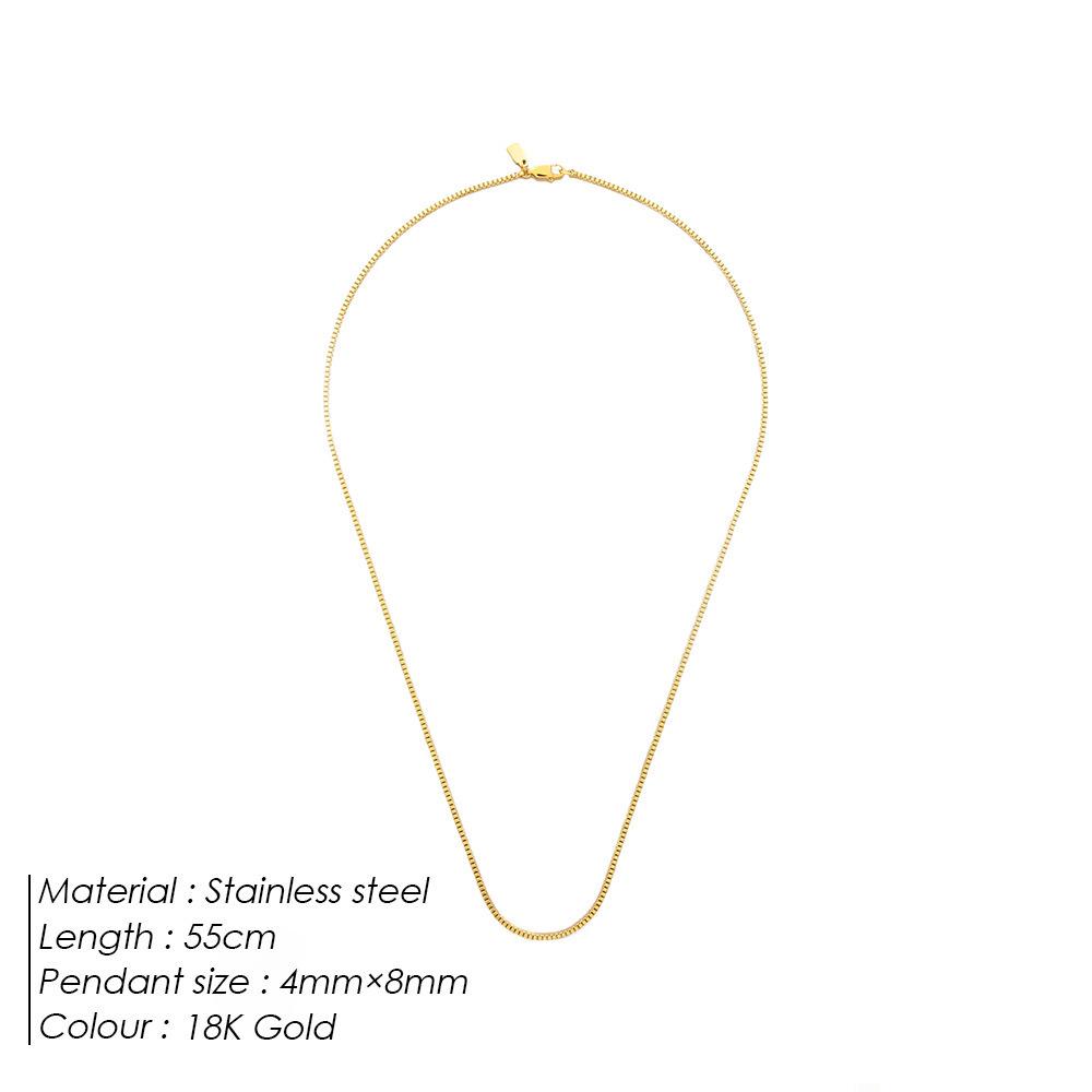 

St.Delan Light Luxury Stainless Steel Square Necklace - Trendy Personalized Box Chain Accessories.