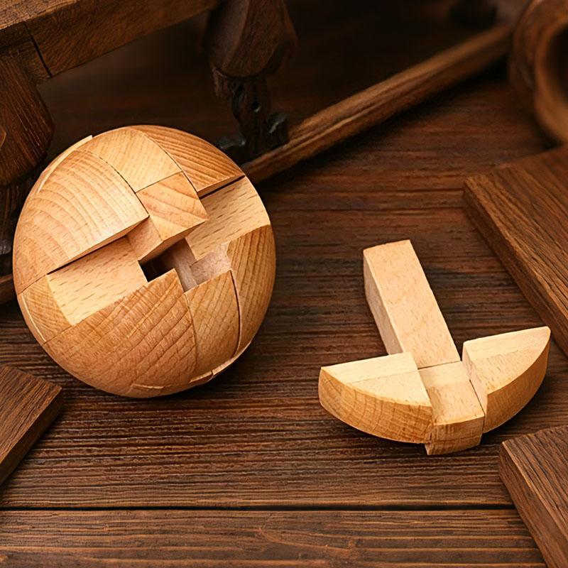 Classic Wooden Puzzle Ball Magic Brain Teasers Assembly Interlocking Toys IQ Logic Mind Challenge Games for Adults & Kids