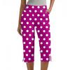 Women's Fashion Polka Dot Button Pocket Trousers Slit High Waist Sports Yoga Casual Cropped Pants