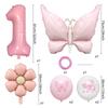 Růžový Motýl 32" Hliníková Sada Balónků pro Oslavu Narozenin a Baby Shower