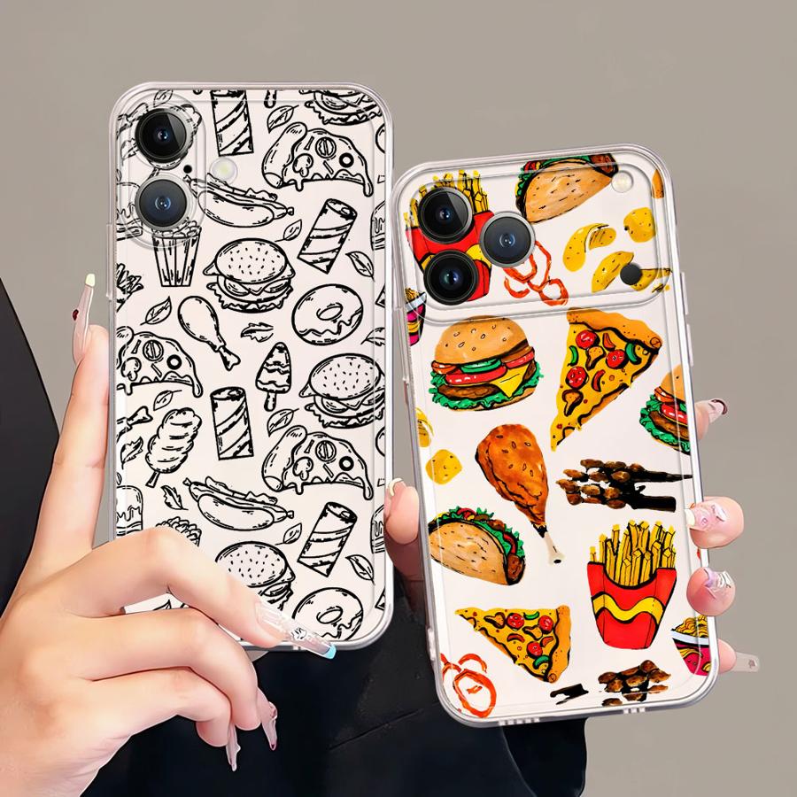Case for iPhone 17 Pro Max Air 14 Plus 7 8 XS Max 13 Pro XR 16 11 12 Mini 15 Soft Phone Cover Gourmet Burger