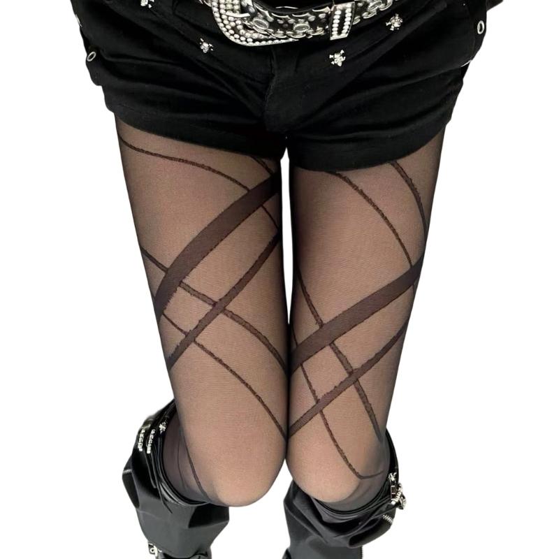 Women's Irregular Crisscross Pattern Nylon Tights Stockings Sheer Pantyhose For Professional Outfits Or Casual Event