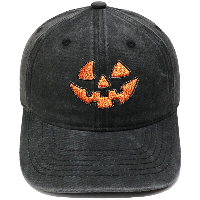 Halloween pumpkin grimace embroidered baseball cap European and American washed retro jack lamp holiday casual dad hat