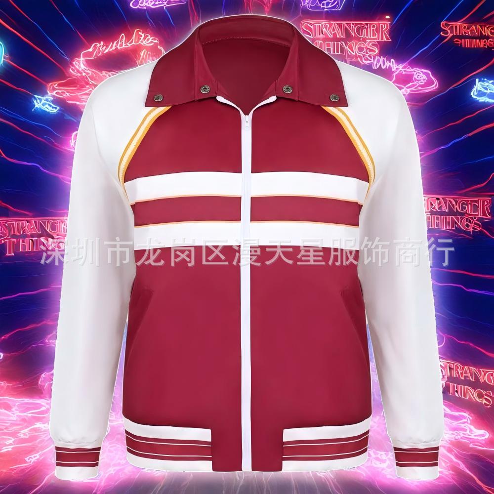 2025 Lucas Sinclair Stranger Things Czerwono-Biała Kurtka Kostium Cosplay