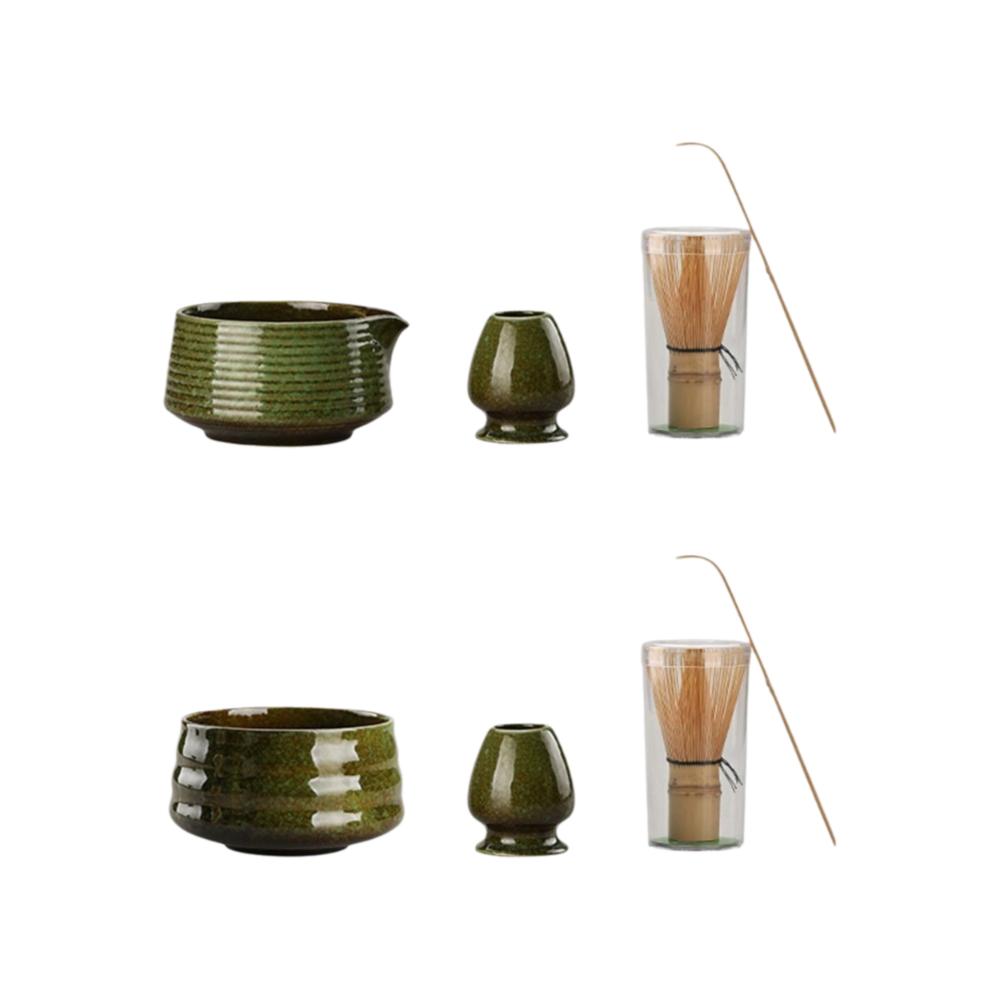 4PCS Ceramic Bamboo Japanese Matcha Tea Set Matcha Whisk Holder Reusable Matcha Whisk Set Matcha Bowl Matcha Making Kit