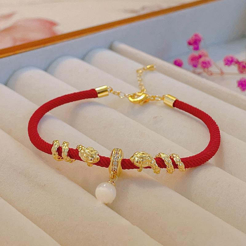 

Новый браслет из плетеной красной веревки в китайском стиле на год змеи, ретро браслет для пары в стиле Гочао, персонализированные креативные украшения
