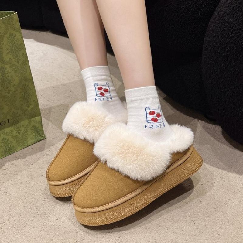 

Тапочки Mao Mao женские новые осенне-зимние меховые интегрированные сноубутсы на толстой подошве, хлопковые тапочки с начесом 42 верблюд