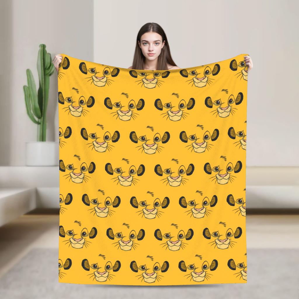 Lion King Blanket Funny Cartoon Simba Fleece Funny Warm Throw Blankets for Home Autumn/Winter