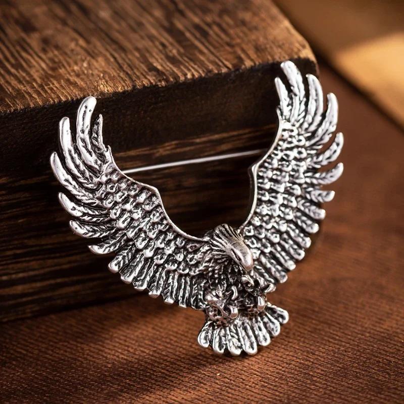 Vintage Alloy Eagle Brooches Animal Corsage Men's Suit Shirt Collar Pins Fashion Badge Accessories Casual Jewelry Giftsi-Remiel