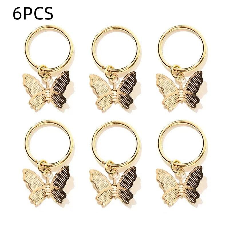 

New 5Pcs Enamel Butterfly Pendant Hair Clip For Women Braid Metal Rings DIY Western Style Accessories Girls Headdress Tocado