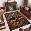 Lion Tiger Theme Crystal Velvet Rug Personalized Custom Name Text Soft Floor Mat Home Decor