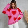 2025 podzim dámské oblečení plus size broskvové srdce kulatý výstřih velká láska svetr dámský