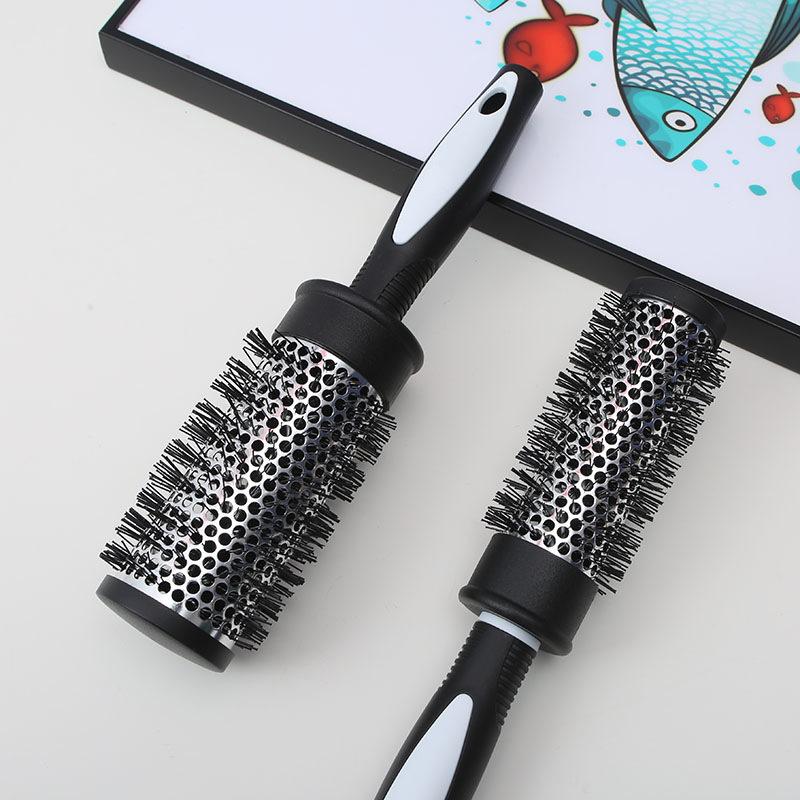 Runder Lockenroller Kamm Haarstyling Nylonbürste Thermisches Aluminiumrohr Zylinder Haarkamm für Frau Mann Haare föhnen und trocknen