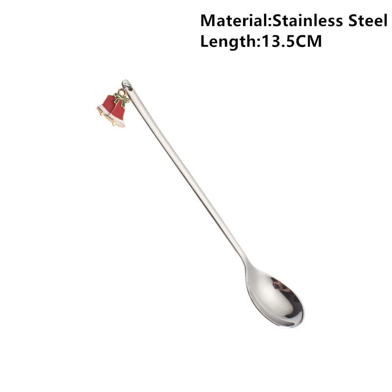 New Year 2021 Merry Christmas Stainless Steel Spoons Xmas Party Tableware Ornaments Christmas Decorations for Home Table Navidad Noel Gift