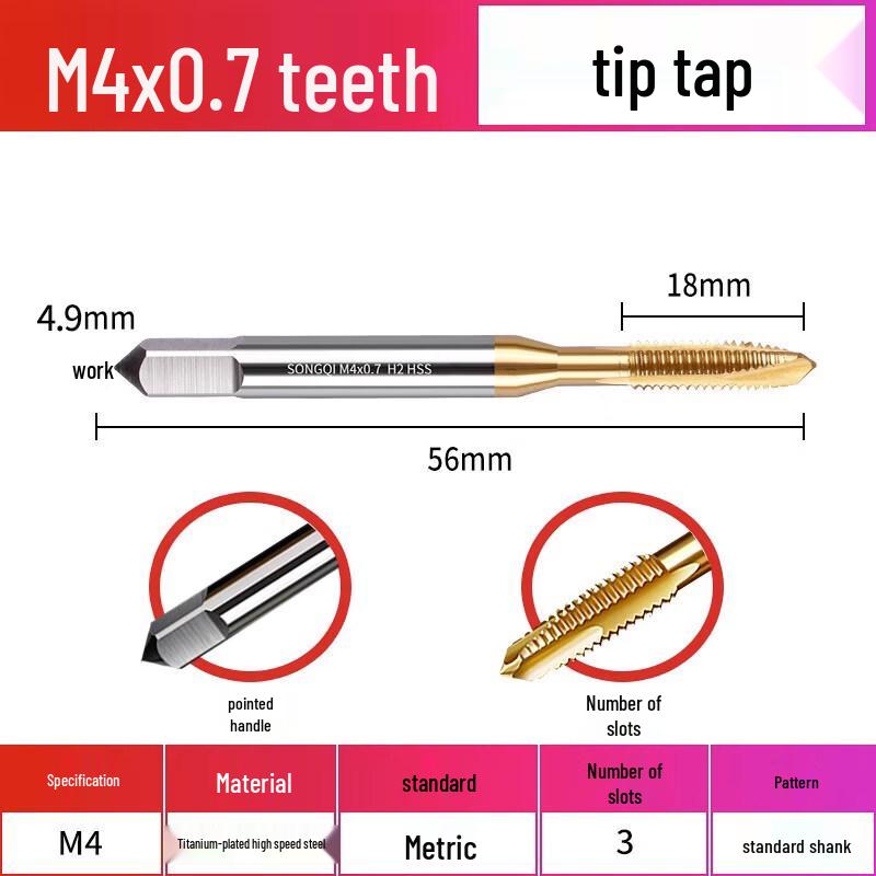 

Jun Ding Camp M4x0.7 Titanium Coated Tap Drill