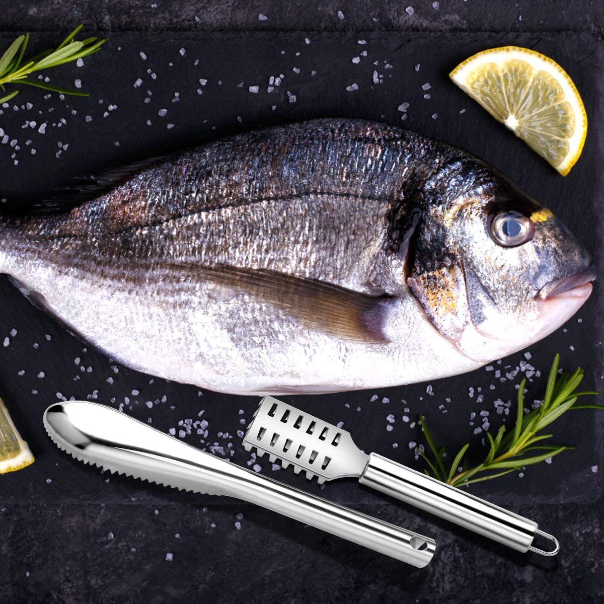 T02C!8 Pieces Fish Scaler Remover Tool Fish Scaler Brush With Stainless Steel Sawtooth Fish Skin Remover,Cleaning Scraper серебряный