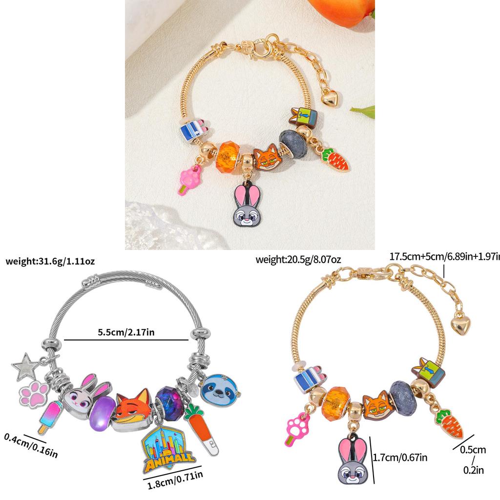 Braccialetto con Perline Personaggio Cartone Animato Zootopia Per Uomo e Donna Accessorio Gioiello