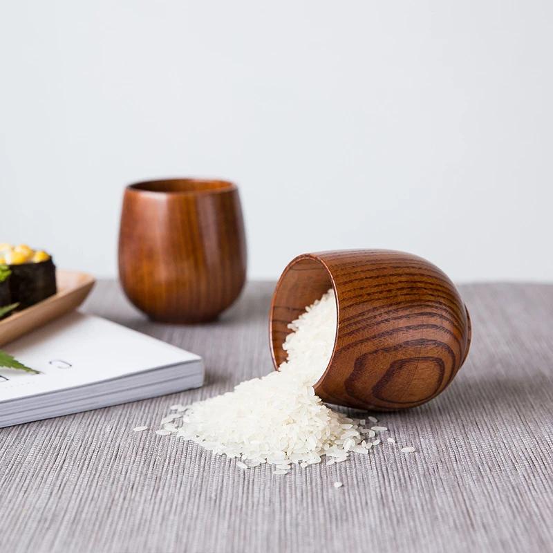 Holzbecher Japanischer Stil Vintage Teetasse Handgefertigt Naturholz Kaffee Espressotassen Sauerdattelbecher für Küchengeschirr