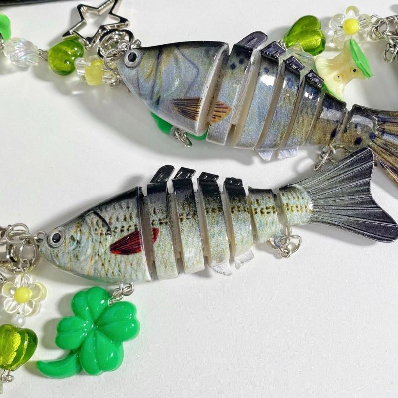 Vibrant Fish Lure Keychain Compact Resin Design Realistic Fish Lure Key Ring Practical Gift for Fishing Hobbyists