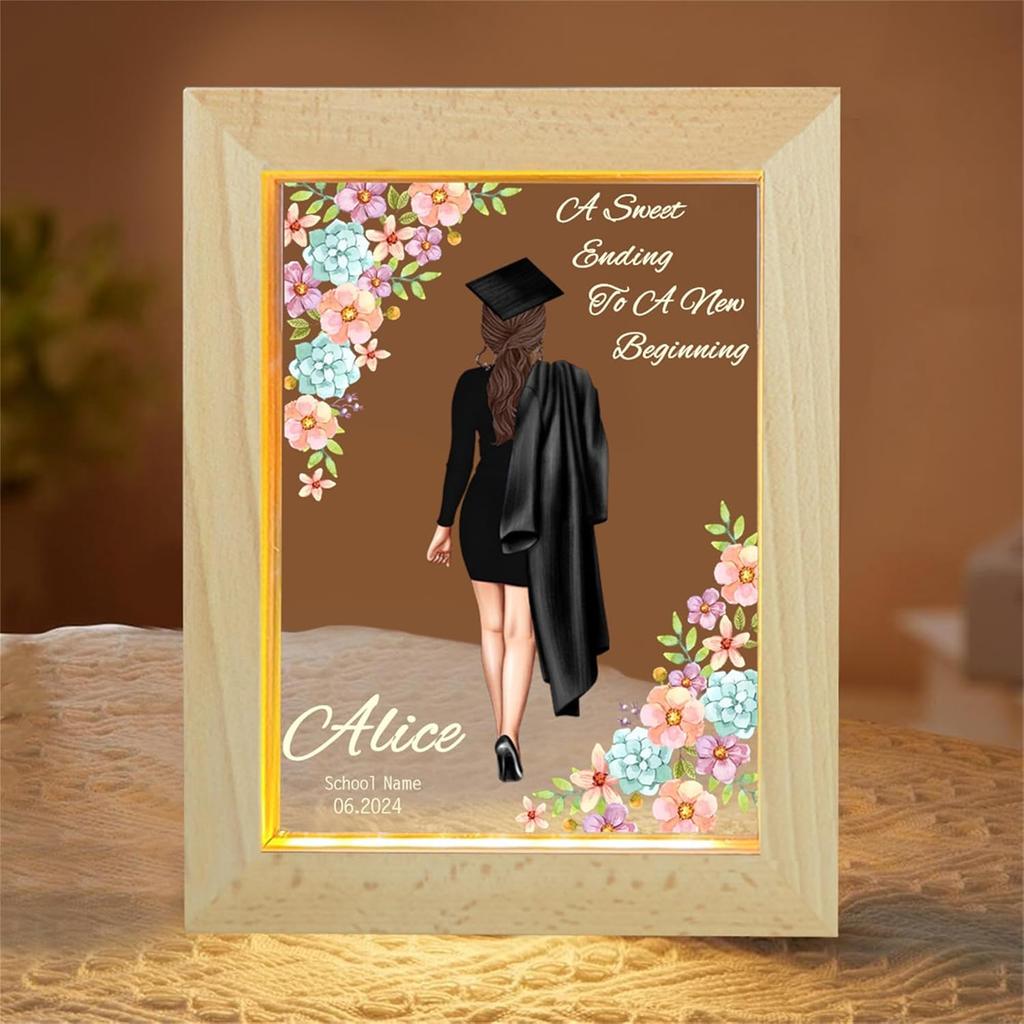 Personalized Graduation Lamp Gifts for Her Custom Class of 2024 Graduation Acrylic Plaque Night Light Congrats Grad Gift for Daughter Son Class of