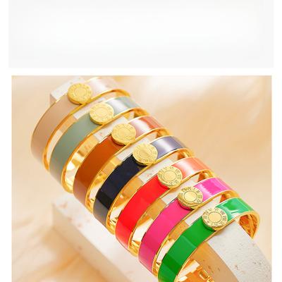 Bracelet de printemps en émail coloré avec chiffres romains ronds et gouttes de colle pour femmes, vente en gros