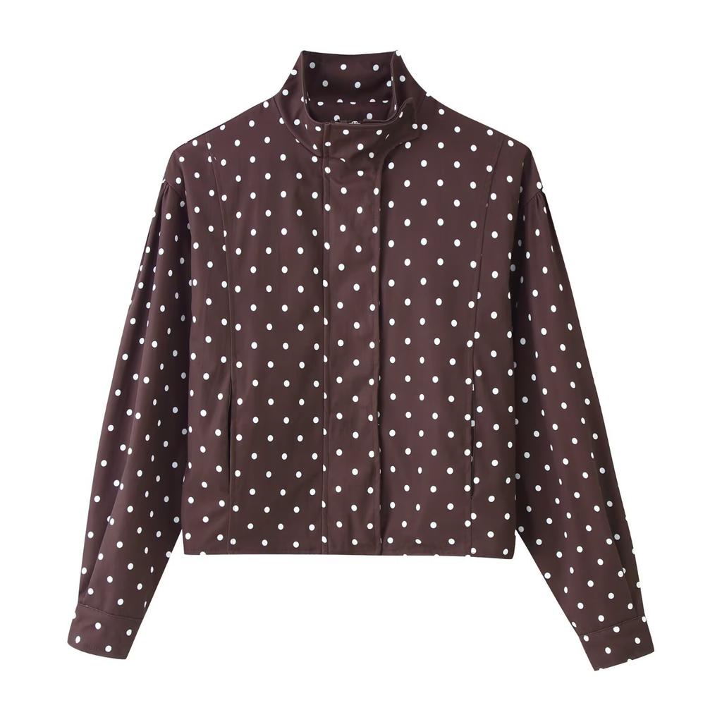 206 Spring New Product European and American Cross-border Women's Clothing Street Fashion Polka Dot Jacket Long Sleeve Short Jacket w017 295