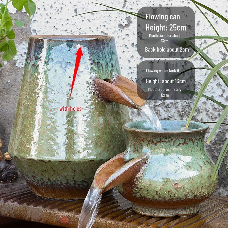 Komplettes Wasserfall-Dekoration Keramik-Aquarium mit zirkulierendem Wasser und Filter für die Wasserlandschaftsgestaltung.