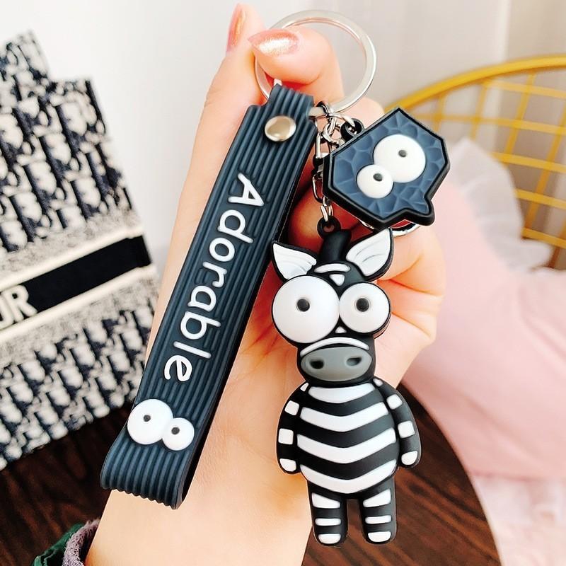 Adorable Silicone Cartoon Giraffe Keychain Cute Novelty Bag Charm Accessories