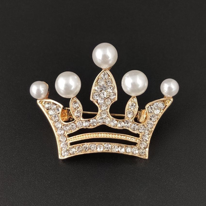 Korean Alloy Rhinestone Crown Brooch for Professional Wear