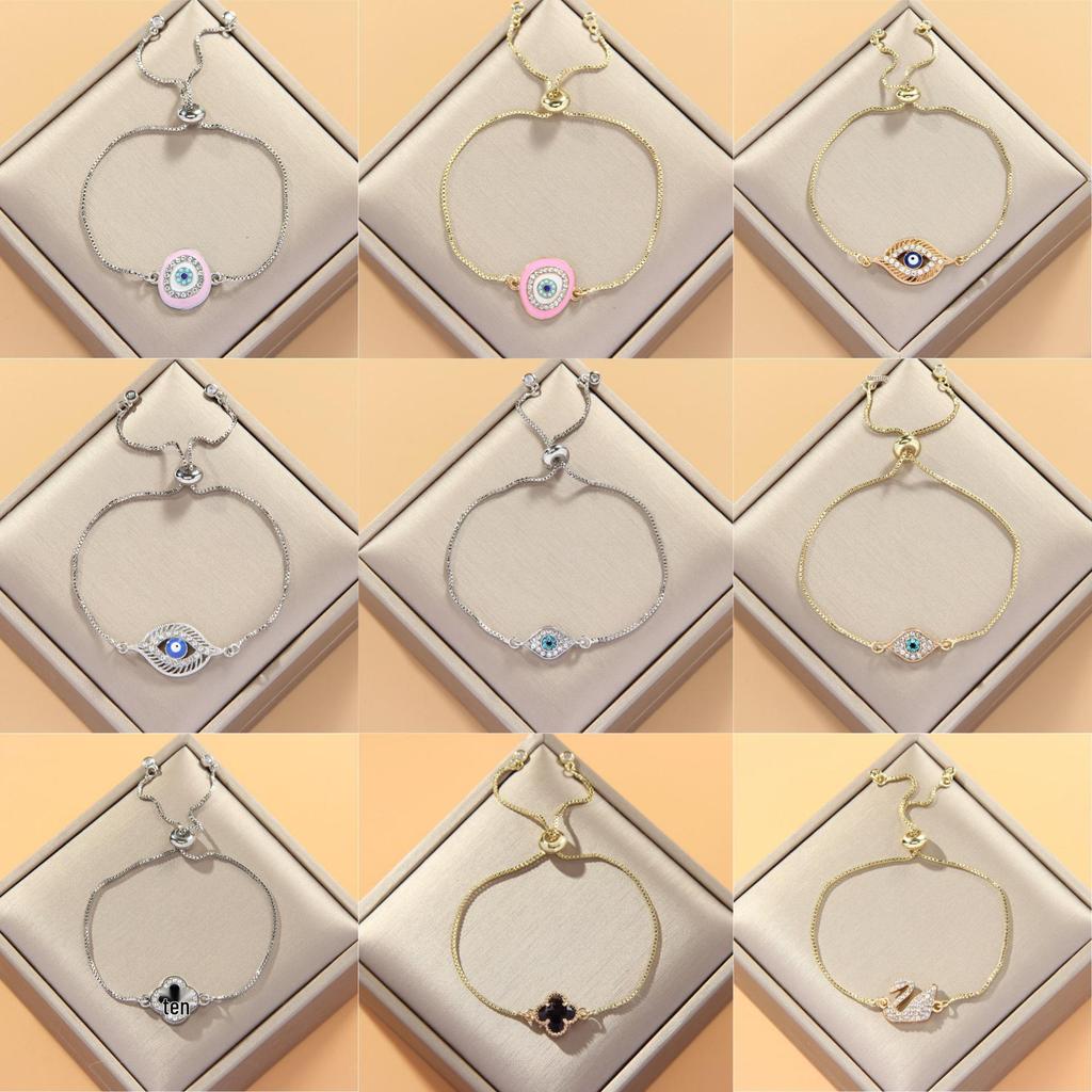 Verstellbares 8-förmiges Evil Eye Herzarmband für Damen - Europäische & Amerikanische Mode, Südostasiatischer Einfluss