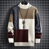 Fashion All-match Patchwork Sweaters Jumpers Men's Winter Casual Loose Wool Warm Knited Turtleneck Pullovers Top