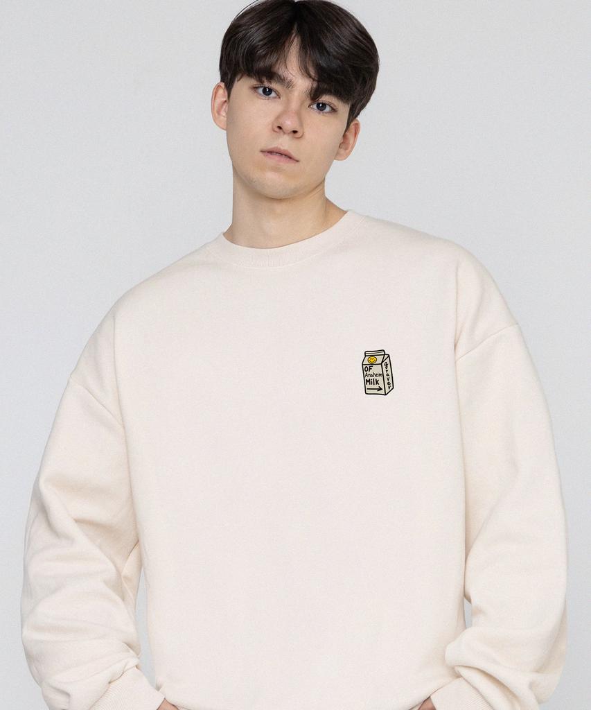 GRAVER [Unisex] Dot Smile Small Milk Pack Sweatshirt_Cream
