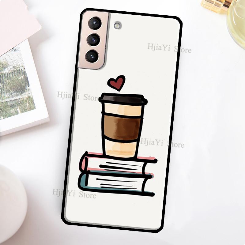 Books And Coffee Phone Case For Samsung Galaxy S21 S22 Ultra Note 20 S20 FE S8 S9 S10 Note 10 Plus Coque