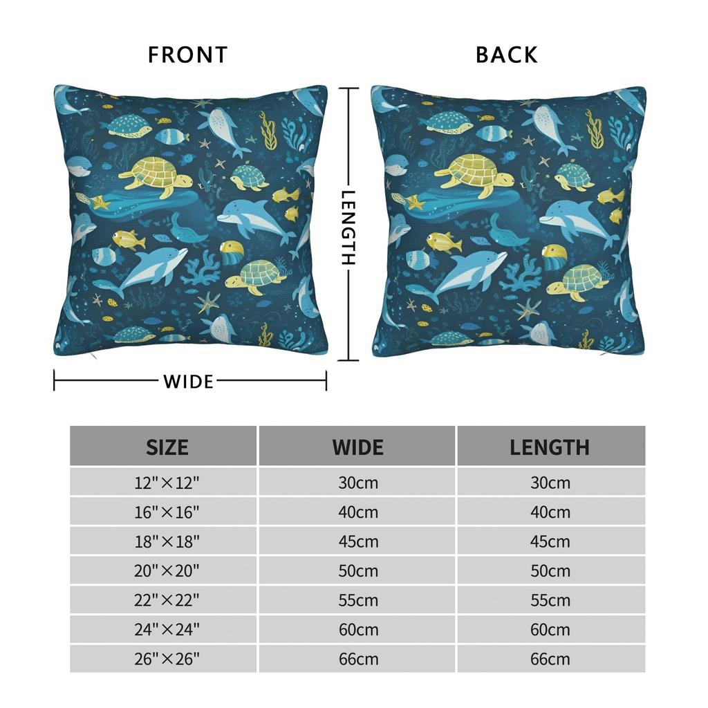 Cartton Fish Ocean  Square Pillow Cases Starry Whale Sharks Cushion Cover Creative Zipper Decor Pillowcase for Home 40x40cm