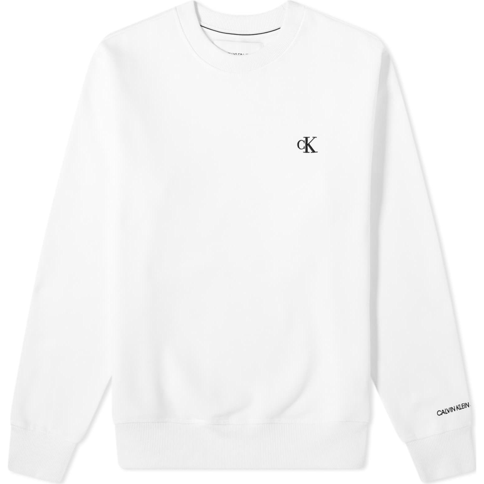 

Calvin Klein Однотонный свитшот с принтом логотипа, с круглым вырезом, с длинными рукавами, мужской, белый J30J314536-YAF M