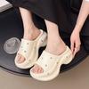 Stylish niche small man taller thick-soled cool slippers women's summer wear fashionable white wedge heels high heels sandals
