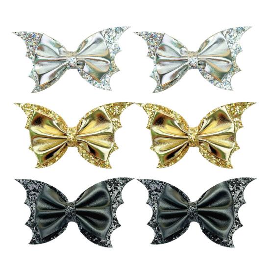 2/6Pcs Halloween Hair Clips Bat Wing Design Shiny Hairpin Women